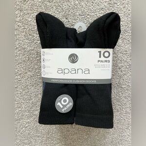 NWT Apana Womans Black 10 Pack of Crew Socks